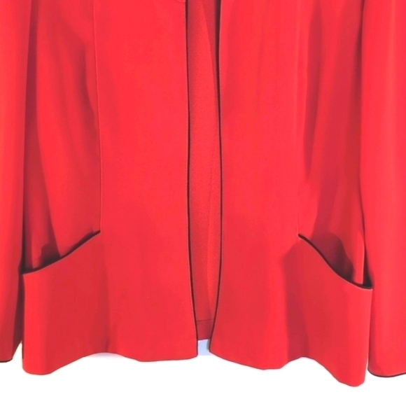 R & K Originals Red Black Trim Open front Jacket Size 10 - Picture 3 of 7